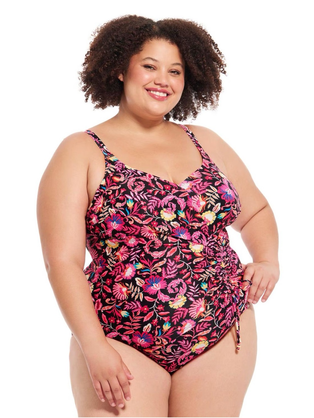 Krista Swim Plus Size 3X/24 Floral Shirred One Piece Swimsuit NWT